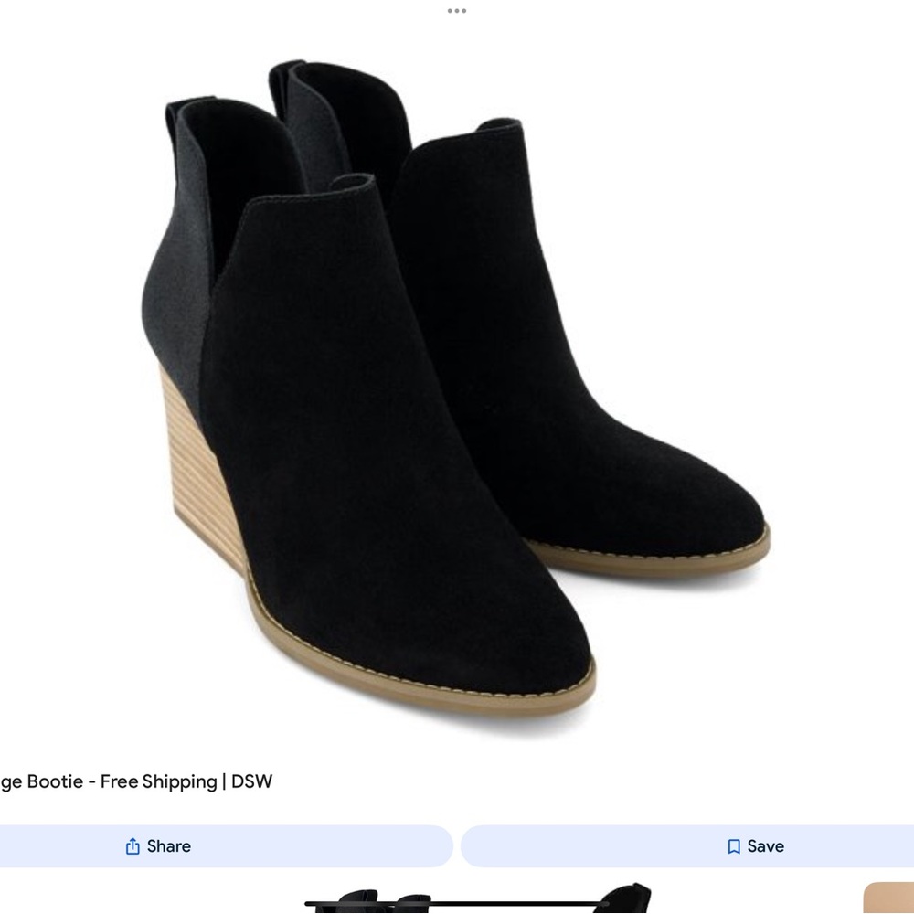 TOMS Black Leather Eliza Ankle Booties.  New with box and tags size 8.